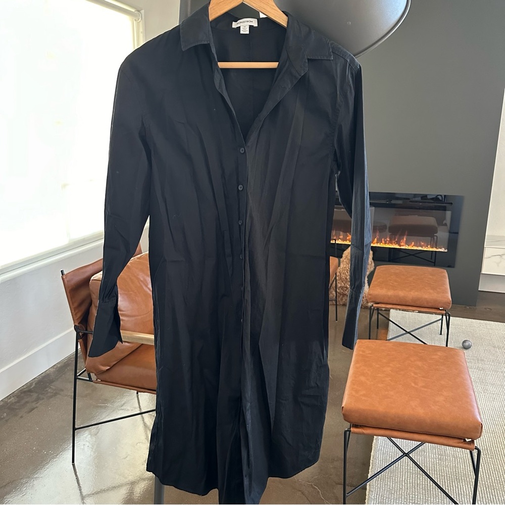 Black long sleeve shirt dress
